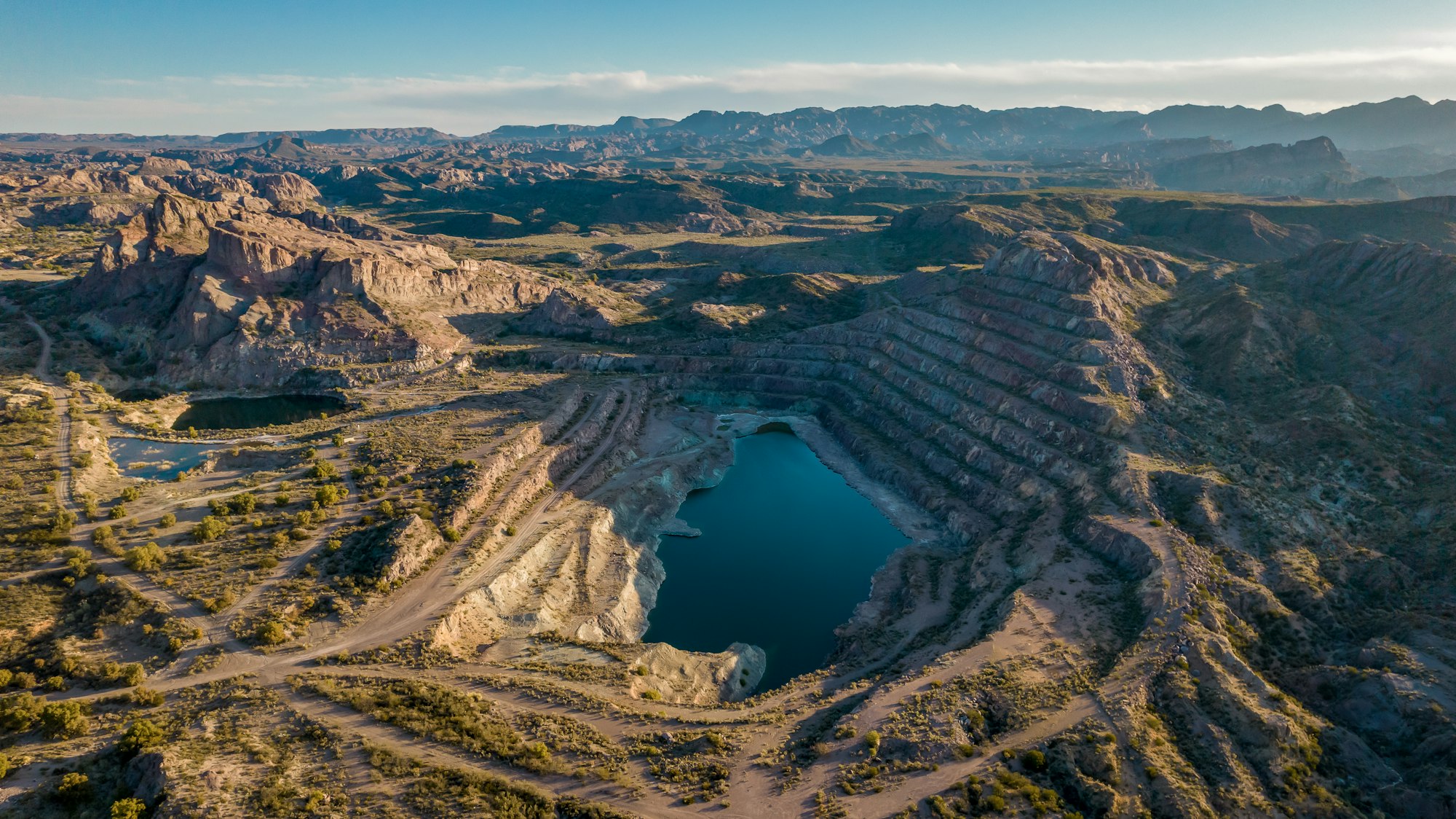 Old open pit uranium mine. Aerial view.